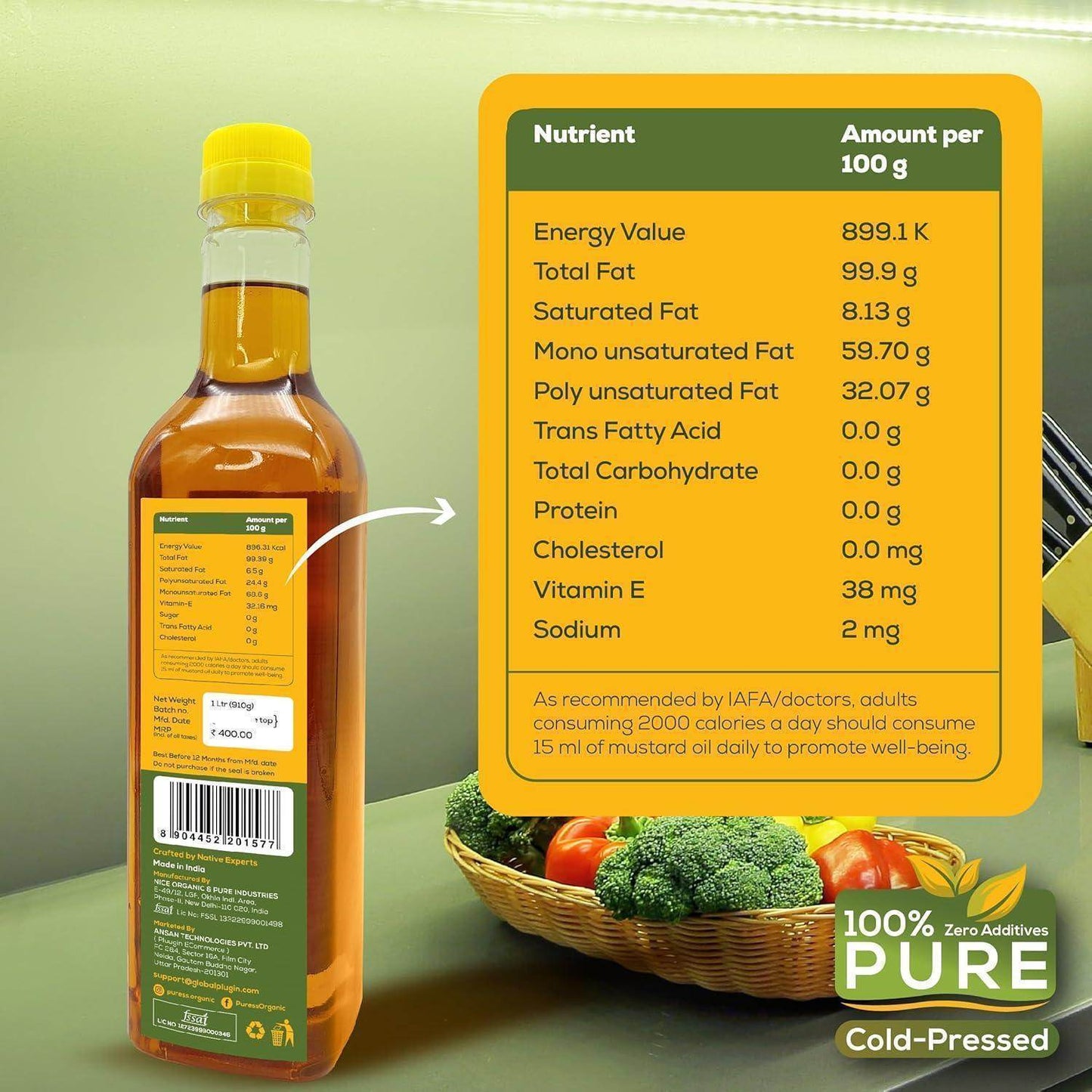 Puress Cold Pressed Mustard Oil Pack 4 - Pluugin Store