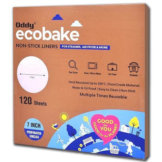 Oddy Ecobake+ Non-Stick Baking Paper for Steamer, Airfryer & More - Perforated, 7 Inch Circle, 120 Pcs, White - Pluugin Store