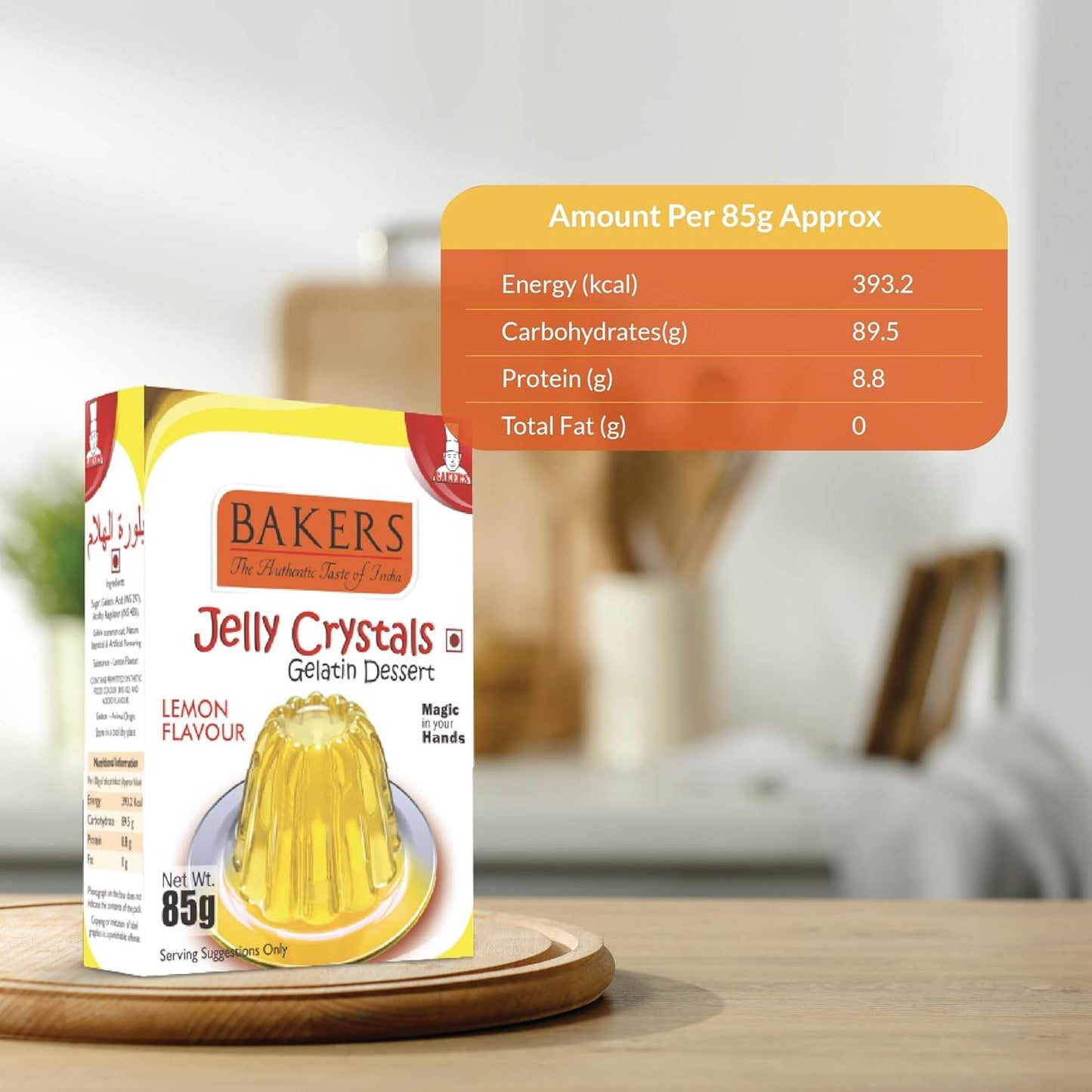 GELATIN DESSERT COMBO 6 - BAKERS Custard Powder Vanilla Flavour 100 gm + BAKERS Jelly Crystals (Gelatin Dessert) Lemon Flavour 85 gm - Pluugin Store
