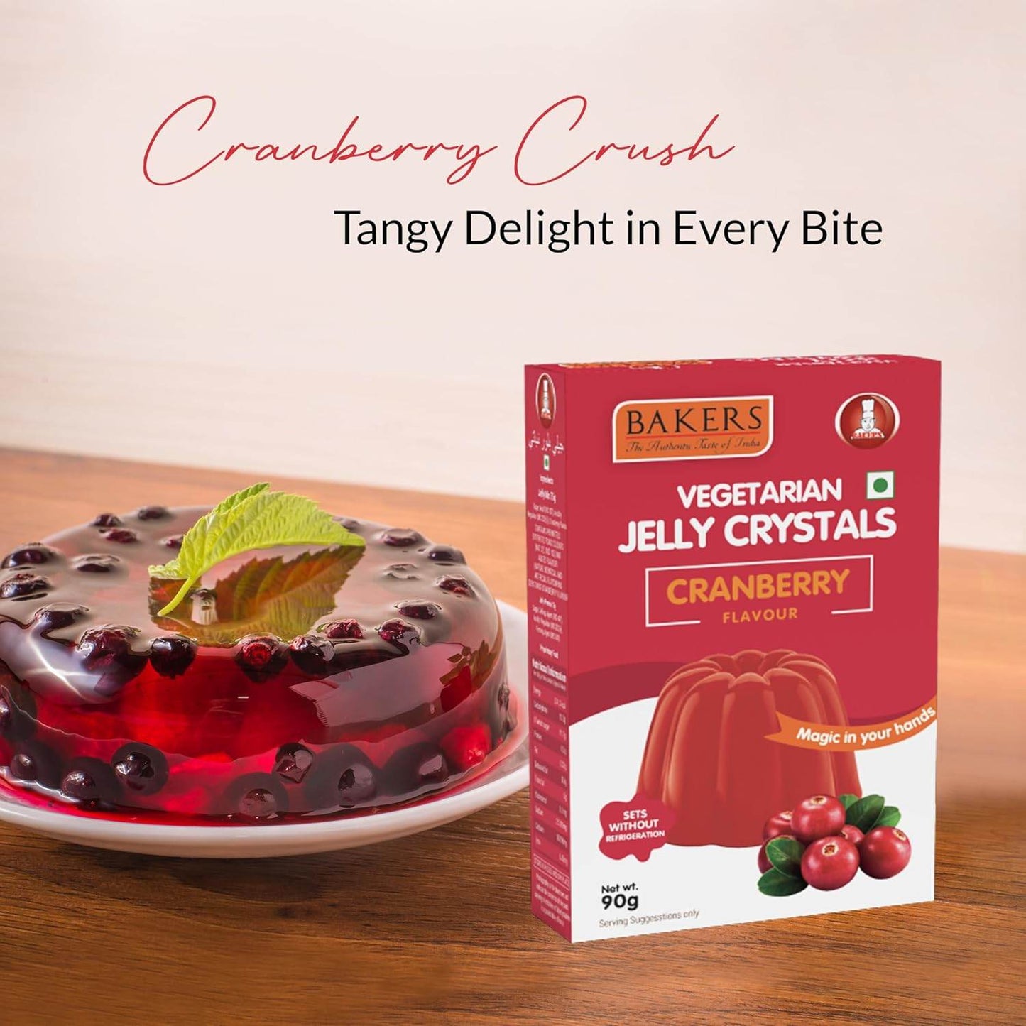 EXOTIC DESSERT COMBO 7 - BAKERS Custard Powder Vanilla Flavour 100 gm + BAKERS Jelly Crystals Cranberry Flavour 90 gm - Pluugin Store