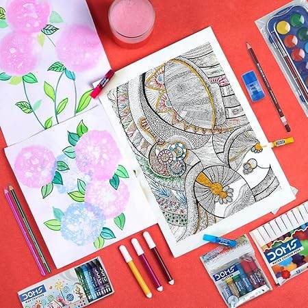 DOMS Painting Kit | Perfect Value Pack | Kit for School Essentials | Gifting Range for Kids | Combination of 9 Painting & Coloring Items Multicolor - Pluugin Store