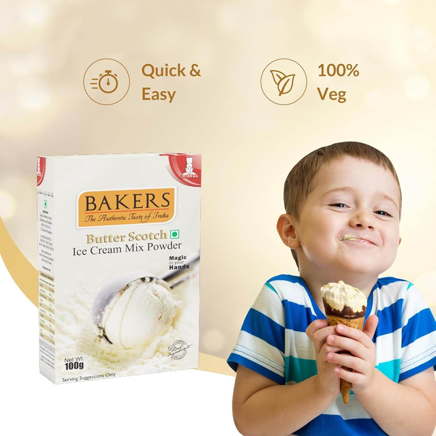 BAKERS Ice Cream Mix Powder Butter Scotch + Mango+ Kesar Pista + Black Currant Flavour Pack of 4 - Pluugin Store