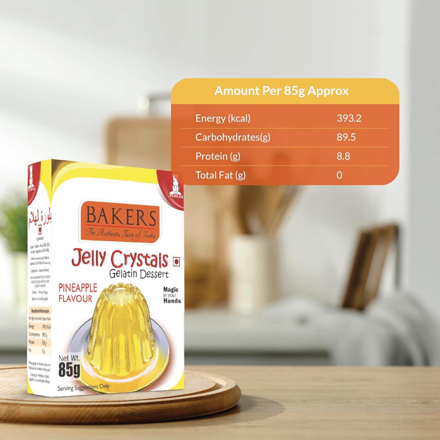 GELATIN DESSERT COMBO 2 - BAKERS Custard Powder Vanilla Flavour 100 gm + BAKERS Jelly Crystals (Gelatin Dessert) Pineapple Flavour 85 gm - Pluugin Store