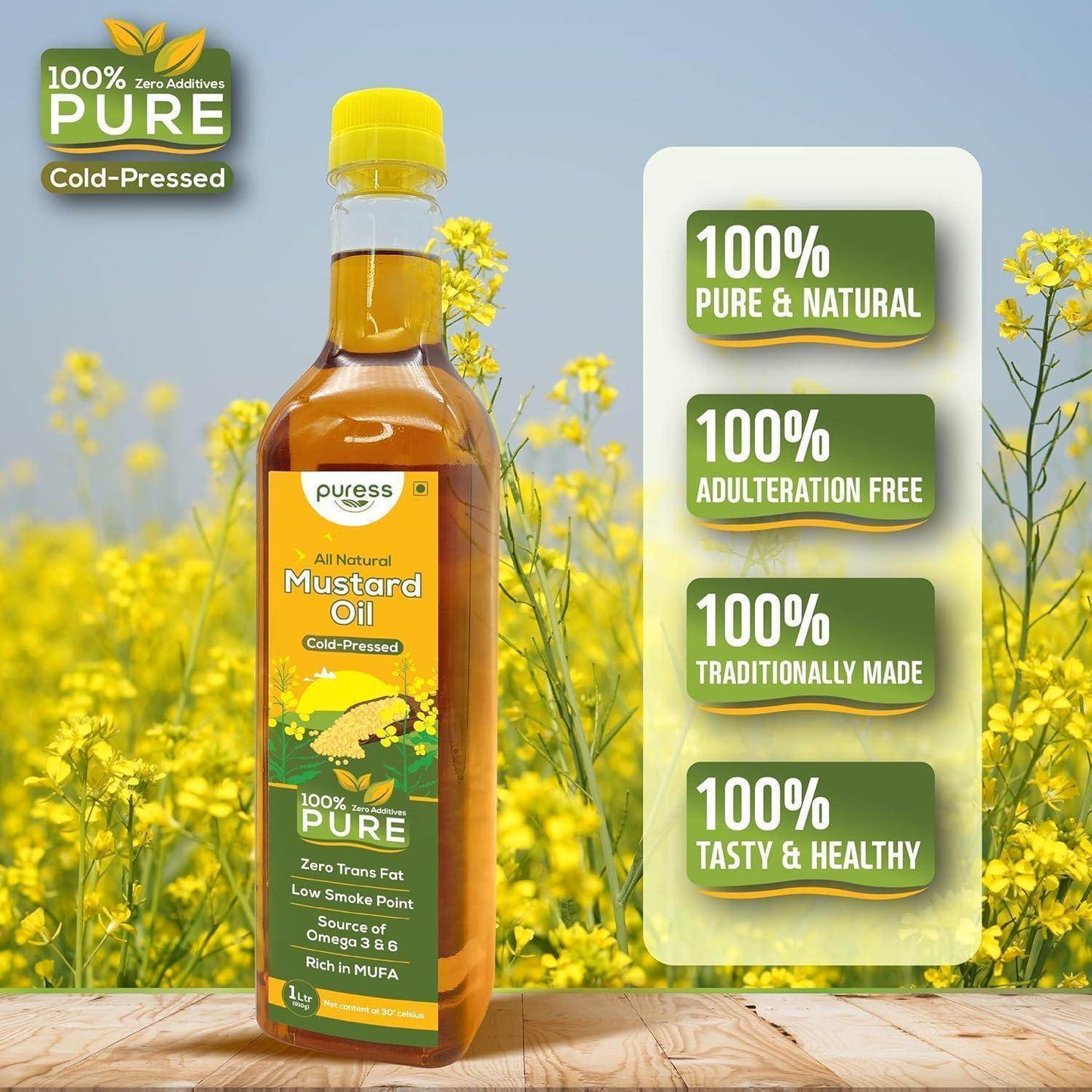 Puress Cold Pressed Mustard Oil Pack 4 - Pluugin Store