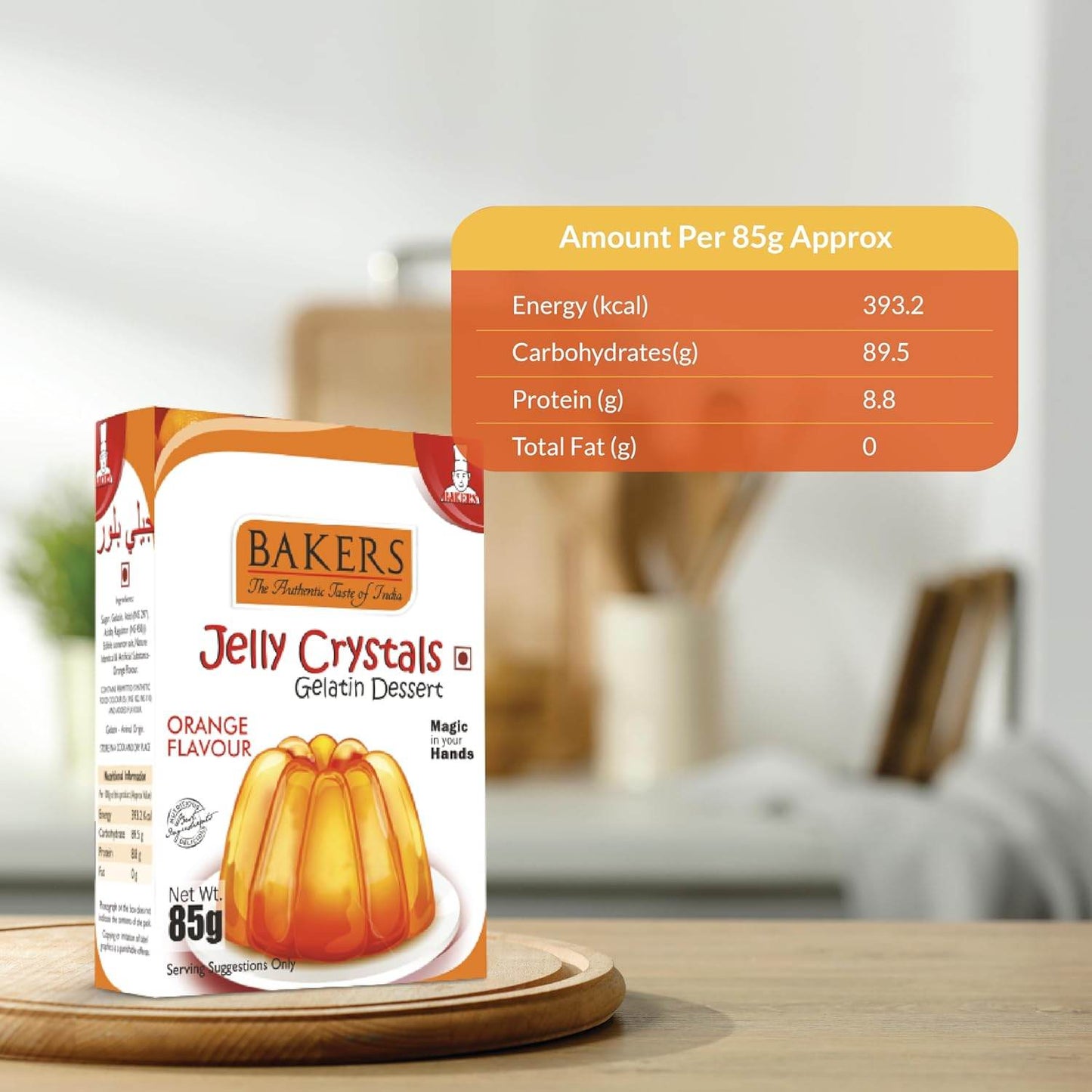 GELATIN DESSERT COMBO 5 - BAKERS Custard Powder Vanilla Flavour 100 gm + BAKERS Jelly Crystals (Gelatin Dessert) Orange Flavour 85 gm - Pluugin Store