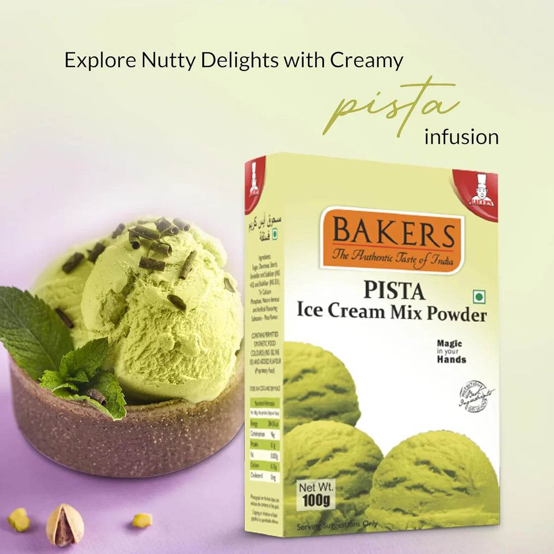 BAKERS Ice Cream Mix Powder Mango + Chocolate + Butter Scotch + Pista Flavour Pack of 4 - Pluugin Store