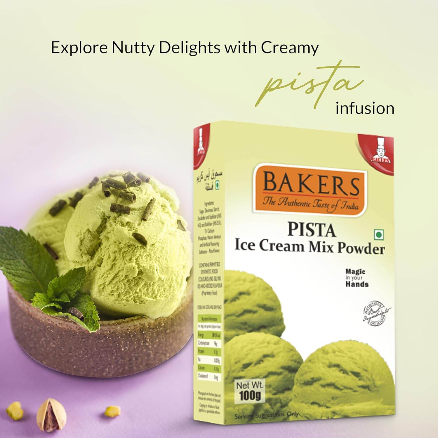 BAKERS Ice Cream Mix Powder Pista + Chocolate + Blueberry + Vanilla Flavour Pack of 4 - Pluugin Store