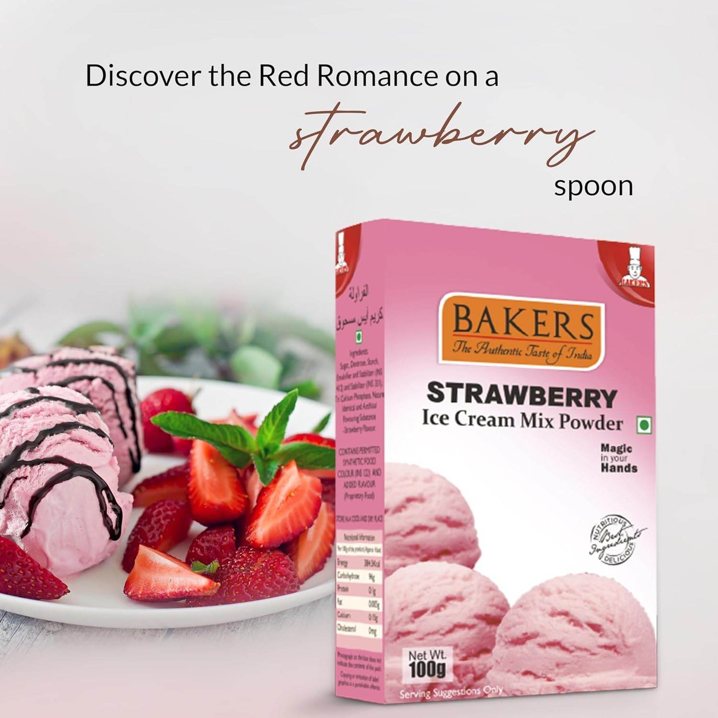 BAKERS Strawberry + Mango + Pineapple + Kesar Pista Ice Cream Powder Flavour Pack of 3 - Pluugin Store