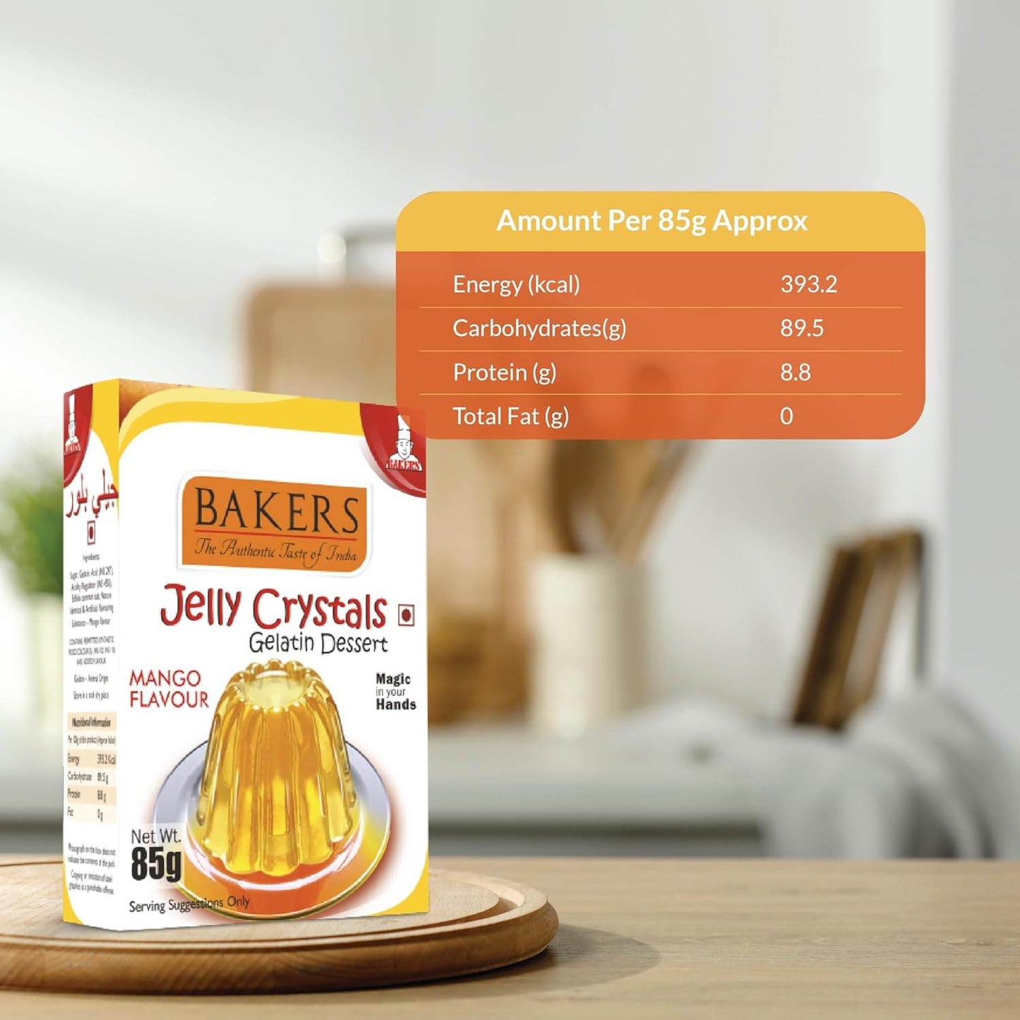 GELATIN DESSERT COMBO 4 - BAKERS Custard Powder Vanilla Flavour 100 gm + BAKERS Jelly Crystals (Gelatin Dessert) Mango Flavour 85 gm - Pluugin Store
