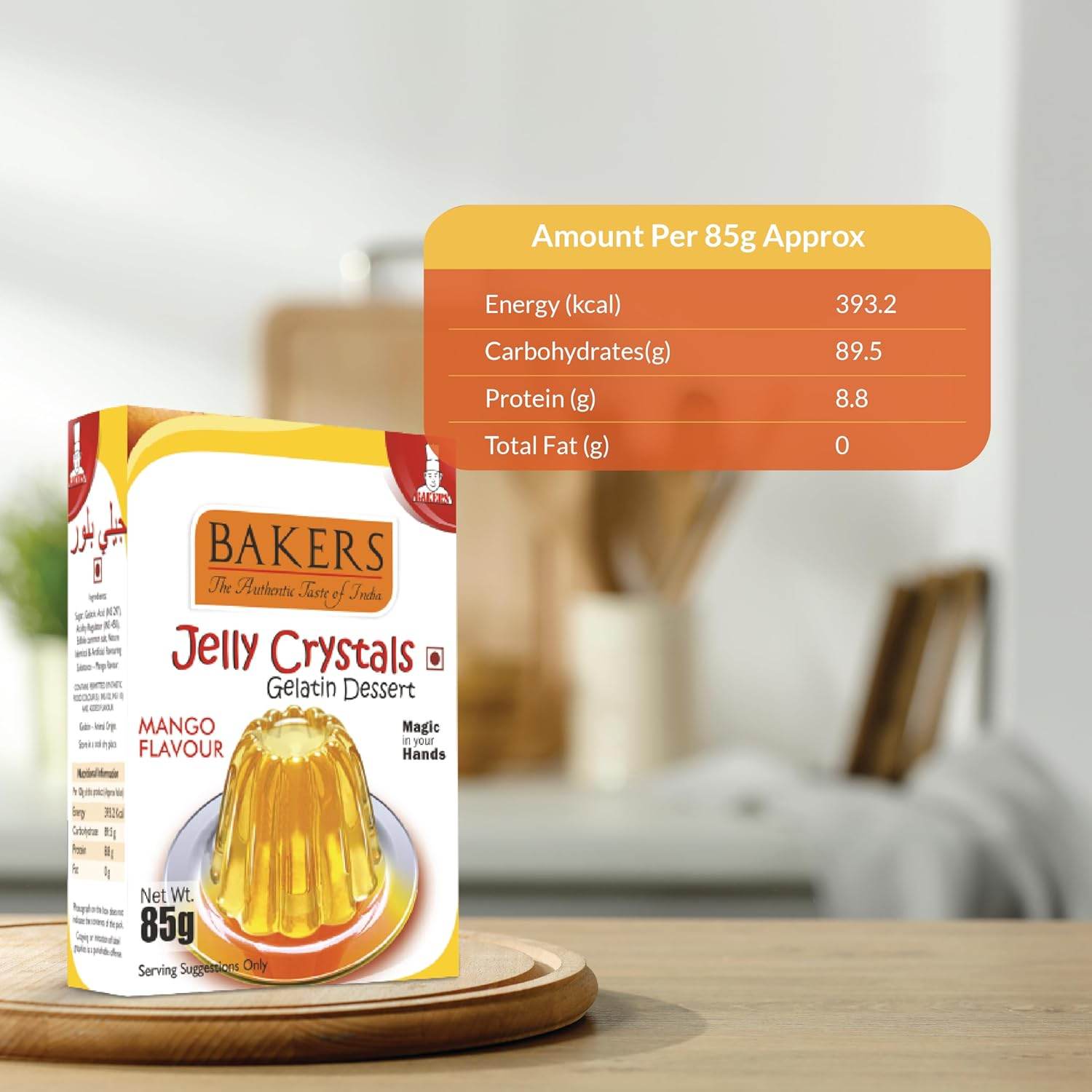 GELATIN DESSERT COMBO 4 - BAKERS Custard Powder Vanilla Flavour 100 gm + BAKERS Jelly Crystals (Gelatin Dessert) Mango Flavour 85 gm - Pluugin Store
