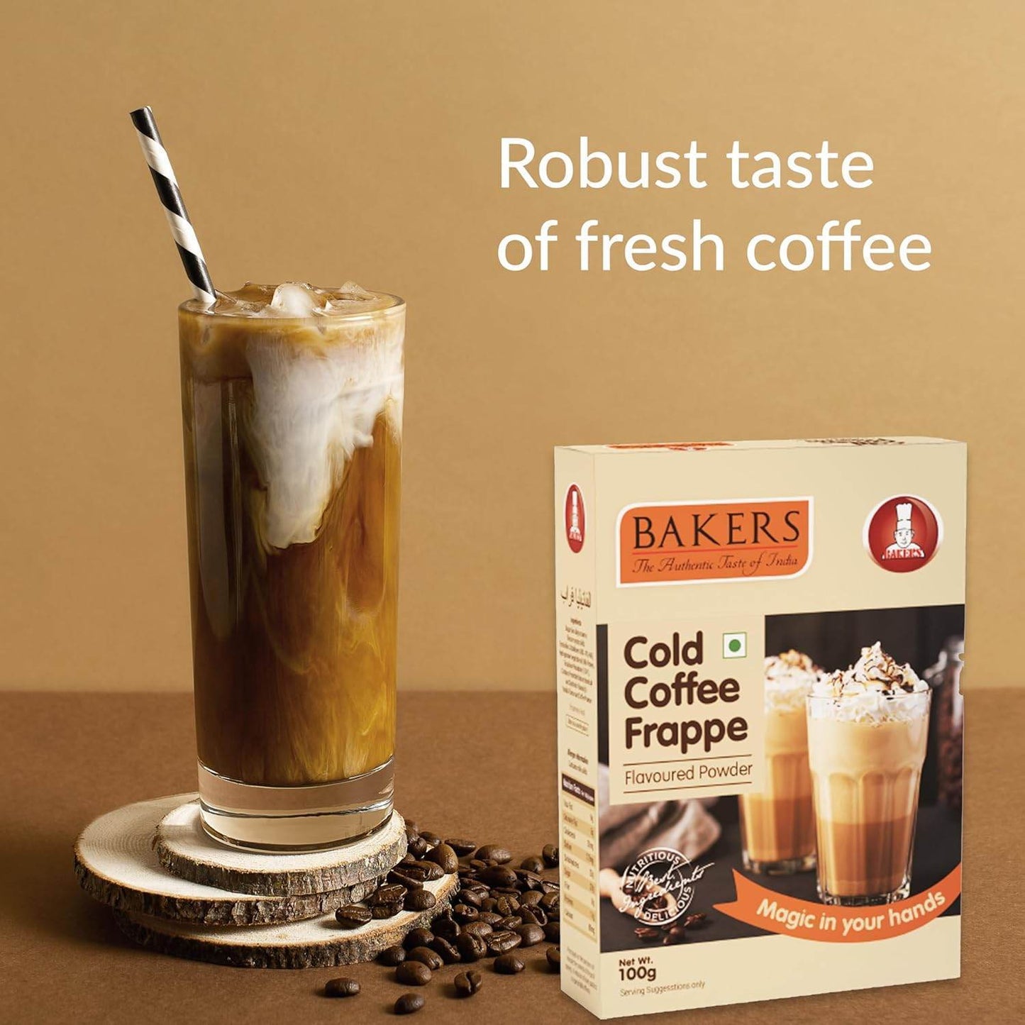 BAKERS FRAPPE Vanilla + Belgian Choco + Cold Coffe Frappe Powder (Pack of 5) 100gm Each - Pluugin Store