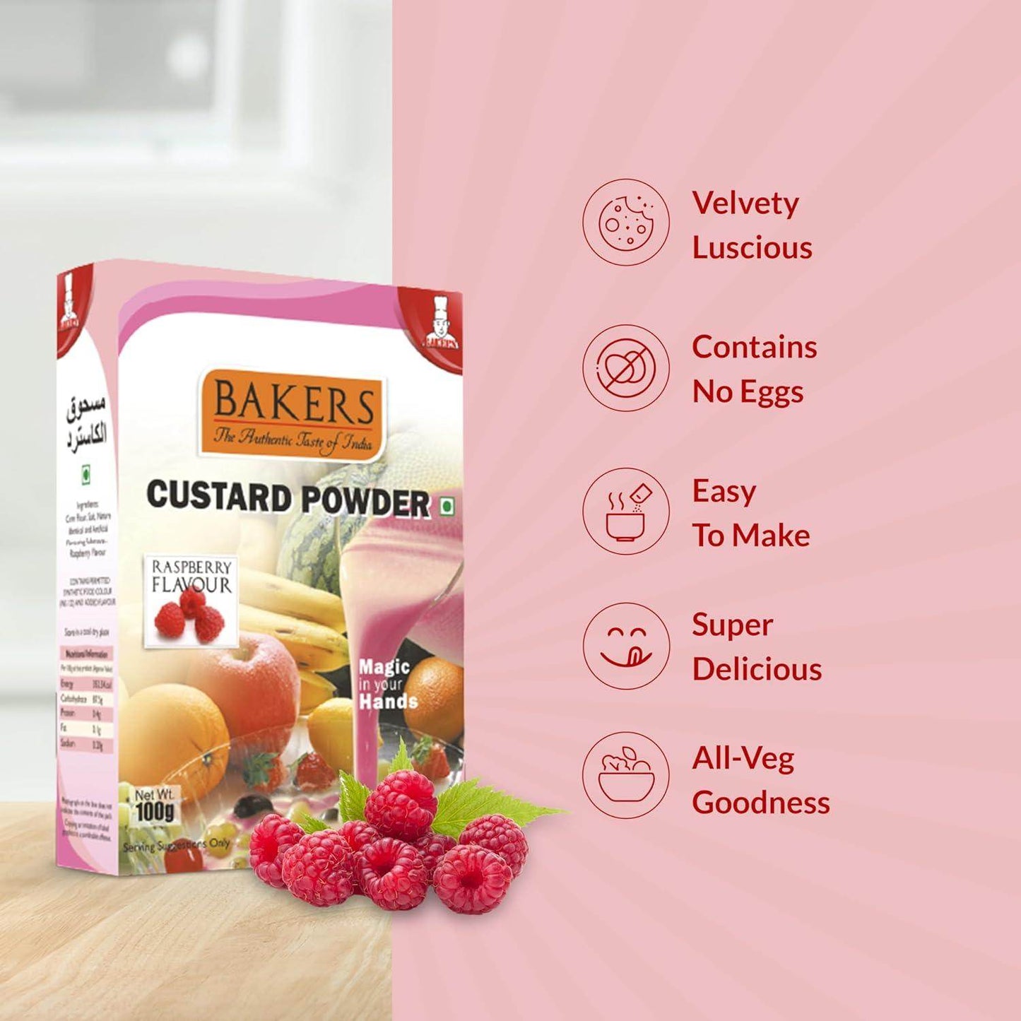 BAKERS Custard Powder Raspberry Flavour - Pluugin Store