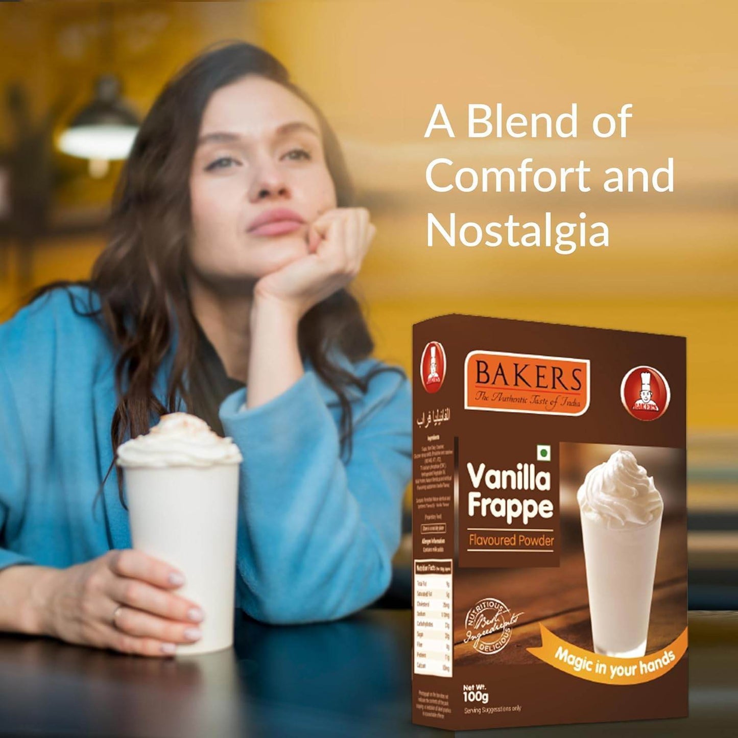BAKERS FRAPPE Vanilla + Belgian Choco + Cold Coffe Frappe Powder (Pack of 5) 100gm Each - Pluugin Store