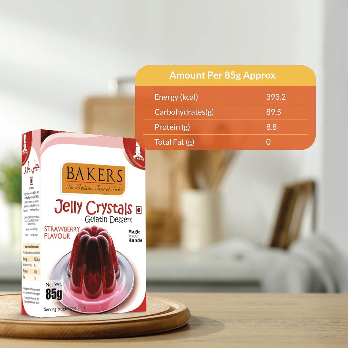 GELATIN DESSERT COMBO 1 - BAKERS Custard Powder Vanilla Flavour 100 gm + BAKERS Jelly Crystals (Gelatin Dessert) Strawberry Flavour 85 gm - Pluugin Store