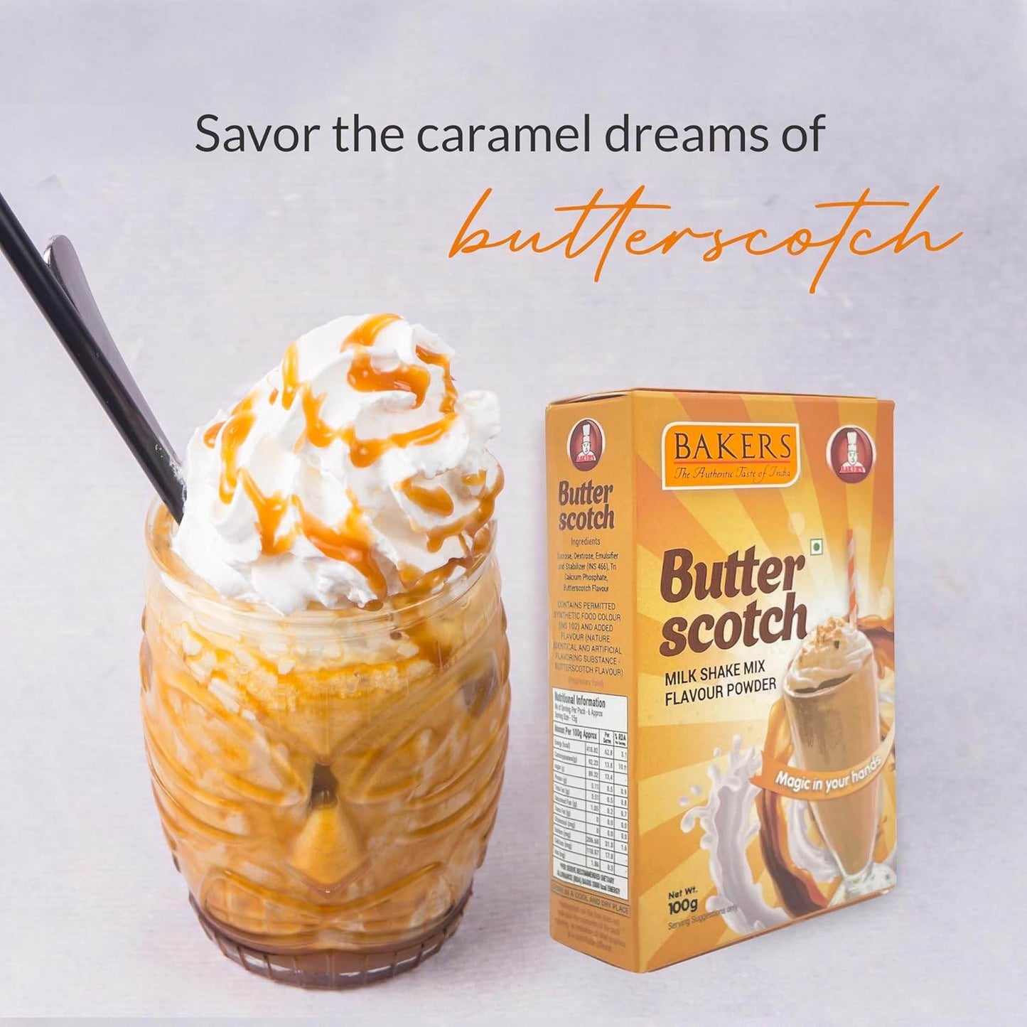 BAKERS Milkshake Mix Powder Rose + Mango + Butterscotch Flavour Pack of 3 (100 gm x 3) - Pluugin Store