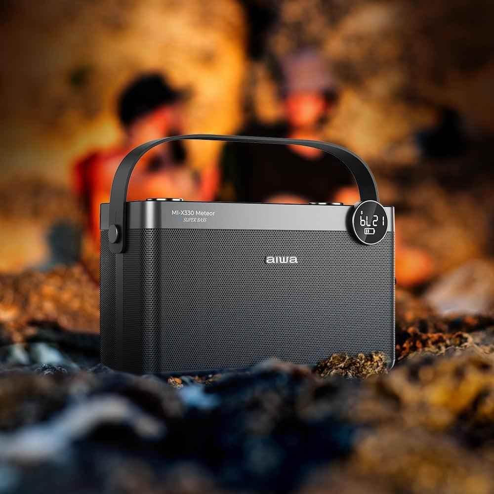 Aiwa MI-X330 Meteor Japanese Technology Wireless Bluetooth Portable Speaker 60W Black | Type-C Charging | Built-in Lithium Ion 5000mAH | Playback Time 6-10 Hours (Depending on Volume) - Pluugin Store