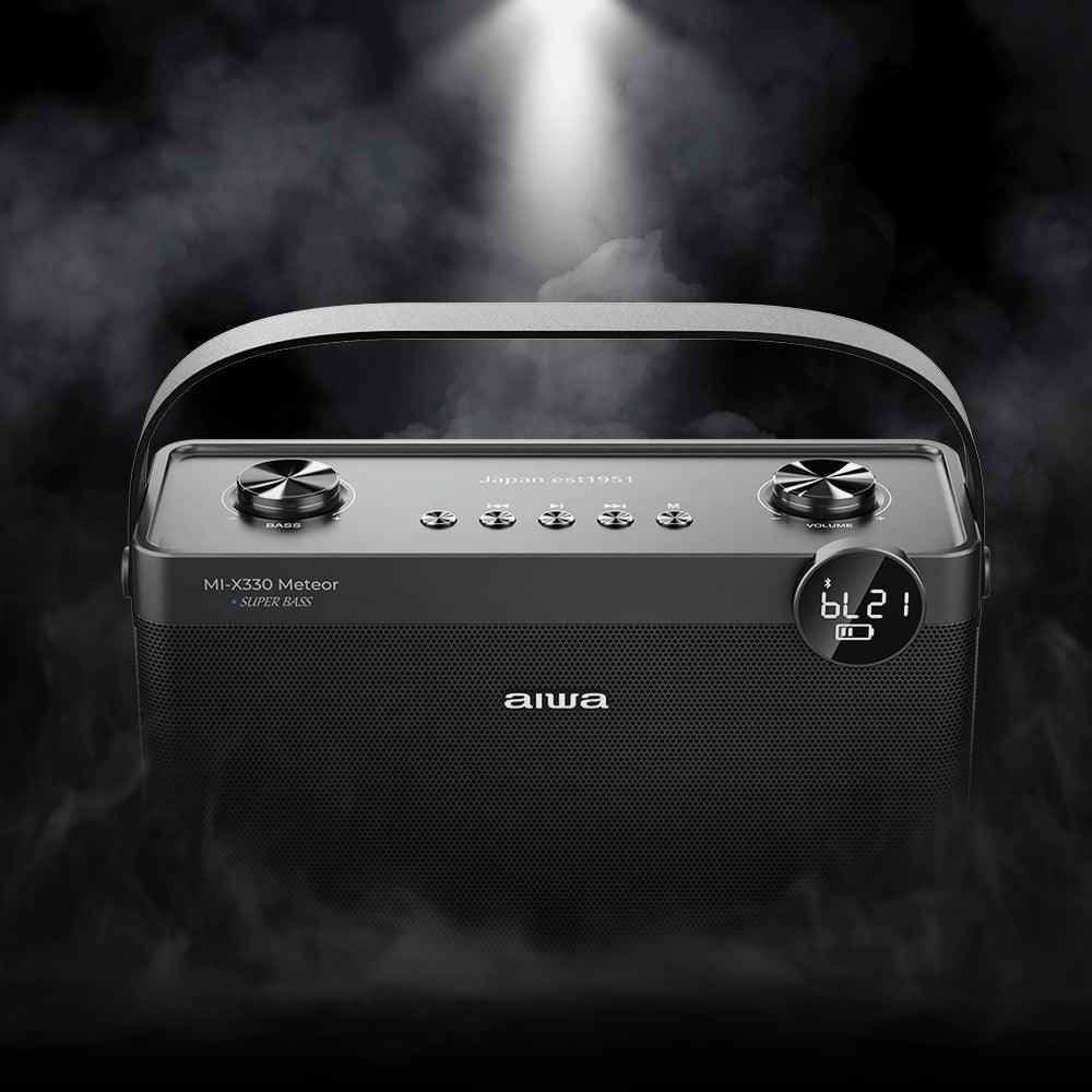 Aiwa MI-X330 Meteor Japanese Technology Wireless Bluetooth Portable Speaker 60W Black | Type-C Charging | Built-in Lithium Ion 5000mAH | Playback Time 6-10 Hours (Depending on Volume) - Pluugin Store
