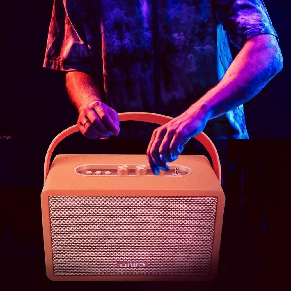 Aiwa RS-X 150 Natsukasii Pro Japanese Technology Wireless Bluetooth Portable Speaker 60W Brown |Type-C Charging |Built-in Lithium Ion 6000mAH|Playback Time- Upto 12 Hours (50% Volume) - Pluugin Store