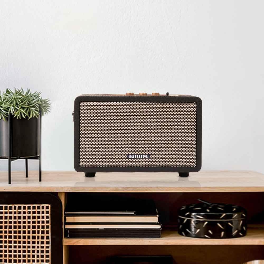 Aiwa RS-X 100 Natsukasii Pro Japanese Technology Wireless Bluetooth Portable Speaker 40W Brown |Type-C Charging| Built-in Lithium Ion 4000mAH|Playback Time- Upto 9 Hours (50% Volume) - Pluugin Store