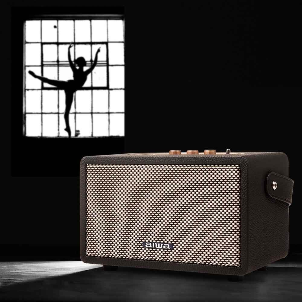 Aiwa RS-X 100 Natsukasii Pro Japanese Technology Wireless Bluetooth Portable Speaker 40W Brown |Type-C Charging| Built-in Lithium Ion 4000mAH|Playback Time- Upto 9 Hours (50% Volume) - Pluugin Store