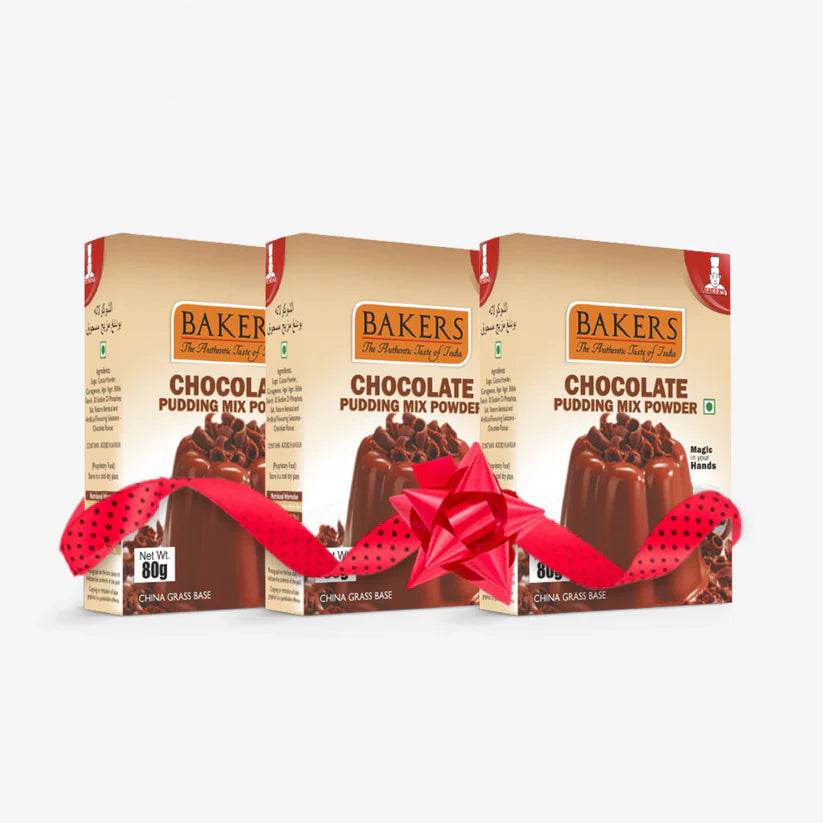 BAKERS Pudding Mix Powder Strawberry + Chocolate + Pineapple Flavour Pack of 3 (80 gm x 3) - Pluugin Store
