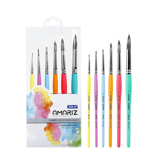 DOMS AMARIZ Candy Brush Round Set of 6 | Sizes 2, 4, 6, 8, 10, 12 - Pluugin Store