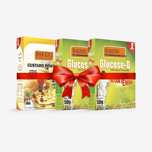 BAKERS Custard Powder Vanilla Flavour 500 GM + Glucose D Pack of 2 - Pluugin Store