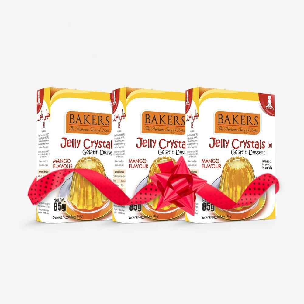 BAKERS Jelly Crystals (Gelatin Dessert) Mango Flavour Pack of 3 (85 gm x 3) - Pluugin Store