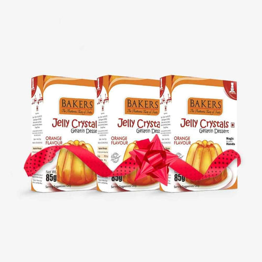BAKERS Jelly Crystals (Gelatin Dessert) Orange Flavour Pack of 3 (85 gm x 3) - Pluugin Store