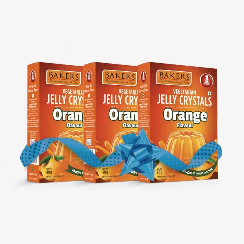BAKERS Jelly Crystals Orange Flavour Pack of 3 (90 gm x 3) - Pluugin Store