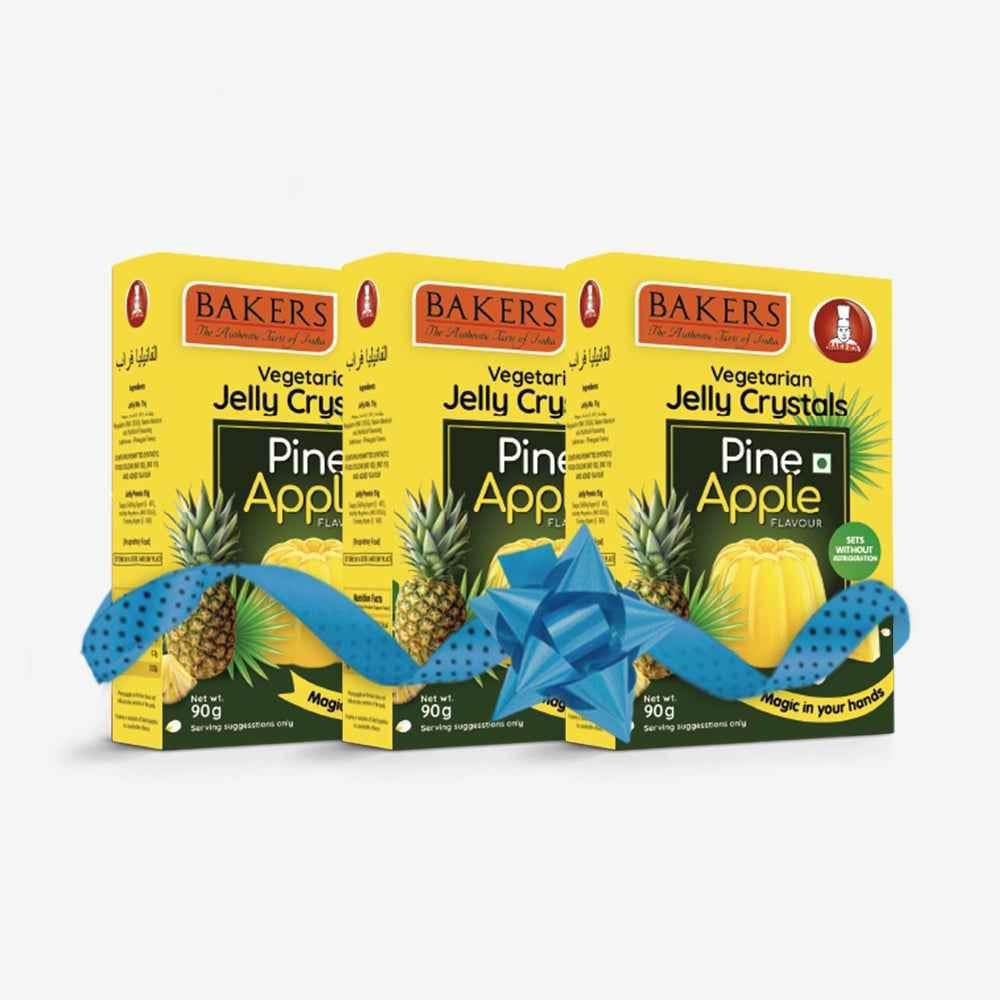 BAKERS Jelly Crystals Pineapple Flavour Pack of 3 (90 gm x 3) - Pluugin Store