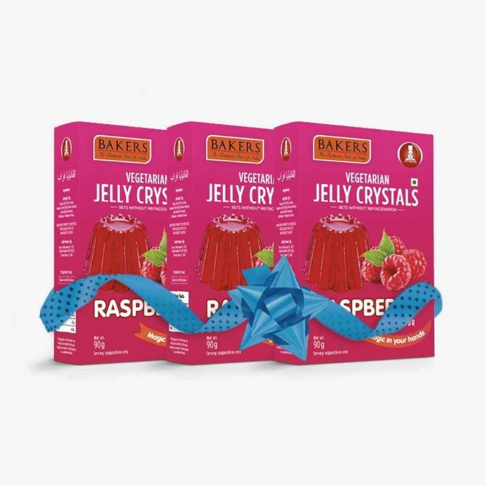 BAKERS Jelly Crystals Raspberry Flavour Pack of 3 (90 gm x 3) - Pluugin Store