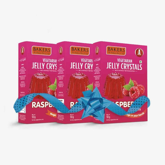 BAKERS Jelly Crystals Raspberry Flavour Pack of 3 (90 gm x 3) - Pluugin Store