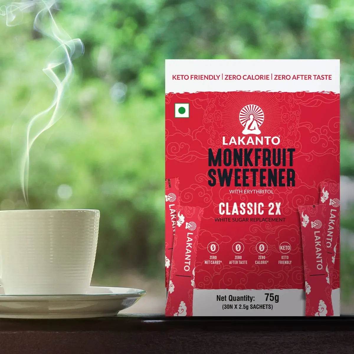 Lakanto Classic 2X Monk Fruit Sweetener (30N X 2.5gm Sachets) - Pluugin Store