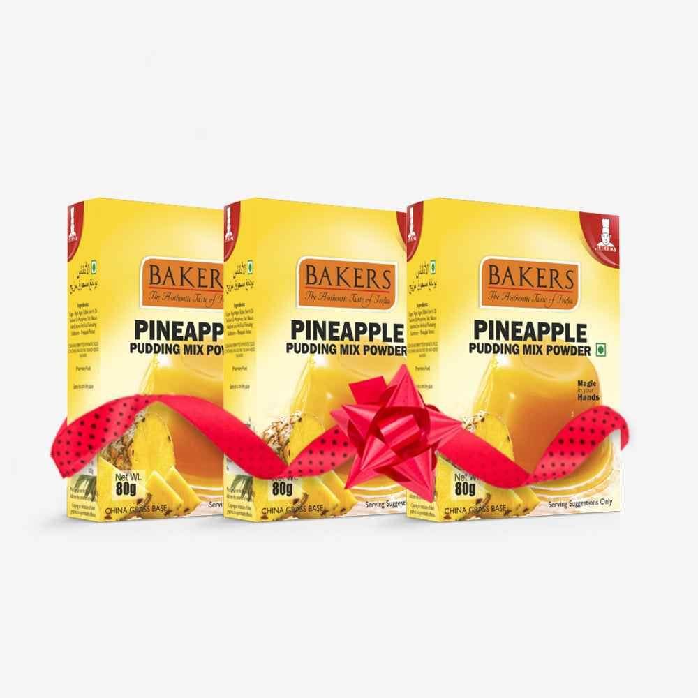 BAKERS Pudding Mix Powder Pineapple Flavour Pack of 3 (80 gm x 3) - Pluugin Store
