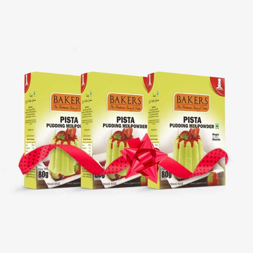 BAKERS Pudding Mix Powder Pista Flavour Pack of 3 (80 gm x 3) - Pluugin Store