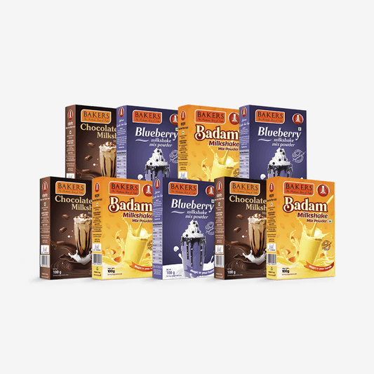BAKERS Milkshake Mix Powder Flavour Pack of 9 (100 gm x 9) - Pluugin Store