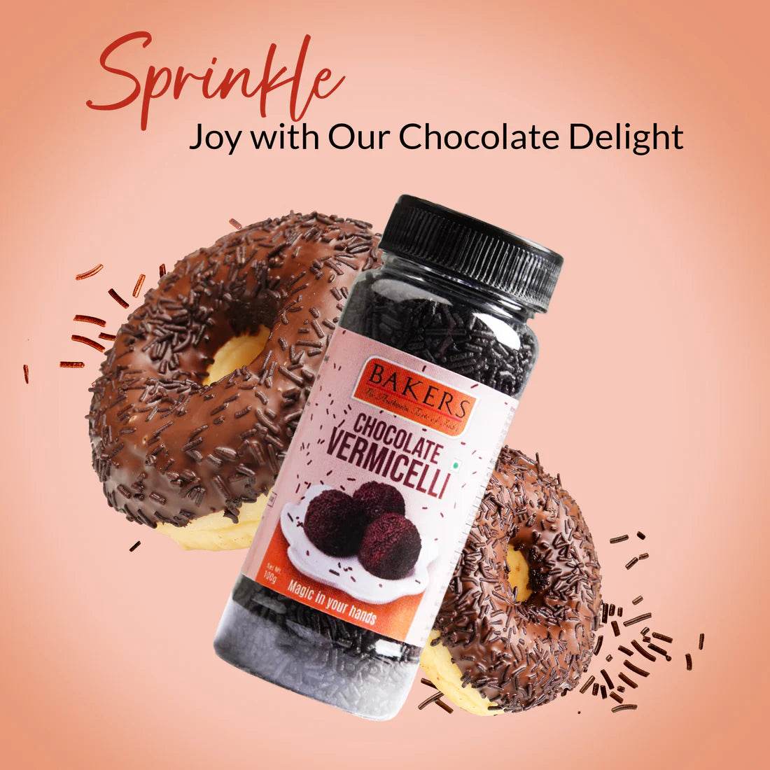 CAKE MAGIC COMBO 2 - BAKERS Sprinklers Silver Balls Edible Silver Coated Granules + Fantasy Vermicelli Chocolate + Fantasy Vermicelli - Pluugin Store