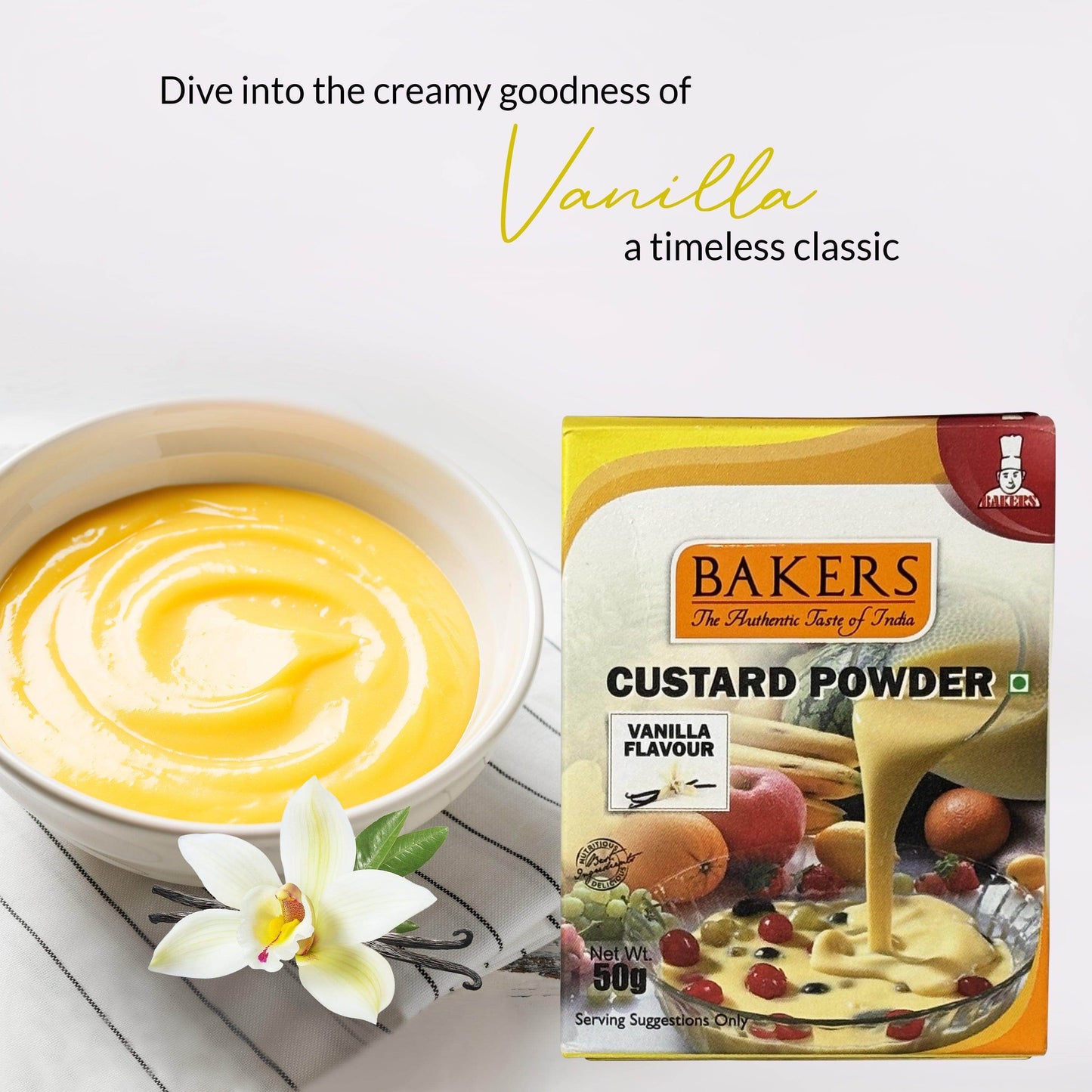 EXOTIC DESSERT COMBO 8 - BAKERS Custard Powder Vanilla Flavour 200 gm + BAKERS Jelly Crystals Blueberry Flavour 90 gm - Pluugin Store