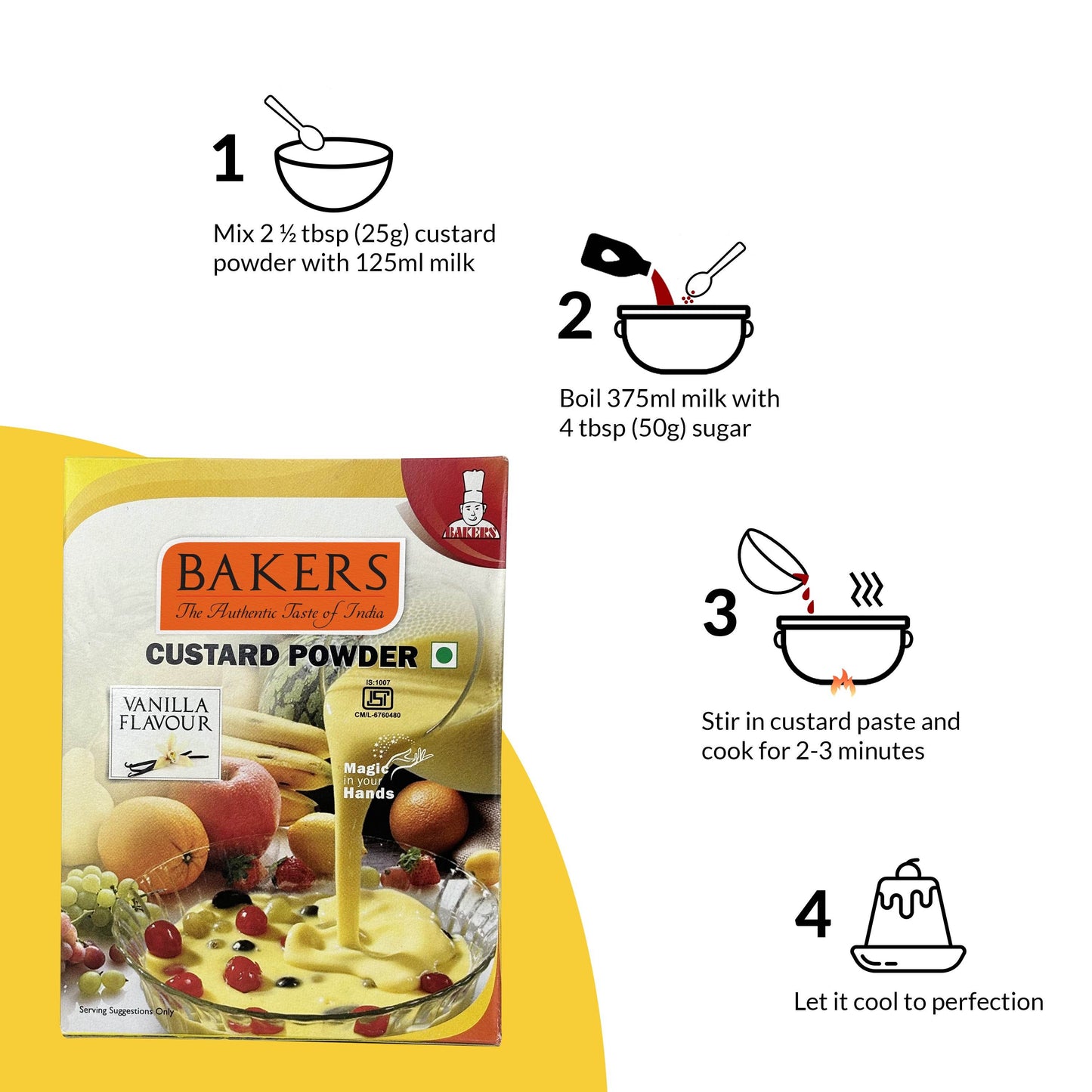 VANILLA CUSTARD 500 GM BAKERS Custard Powder Vanilla Flavour - Pluugin Store