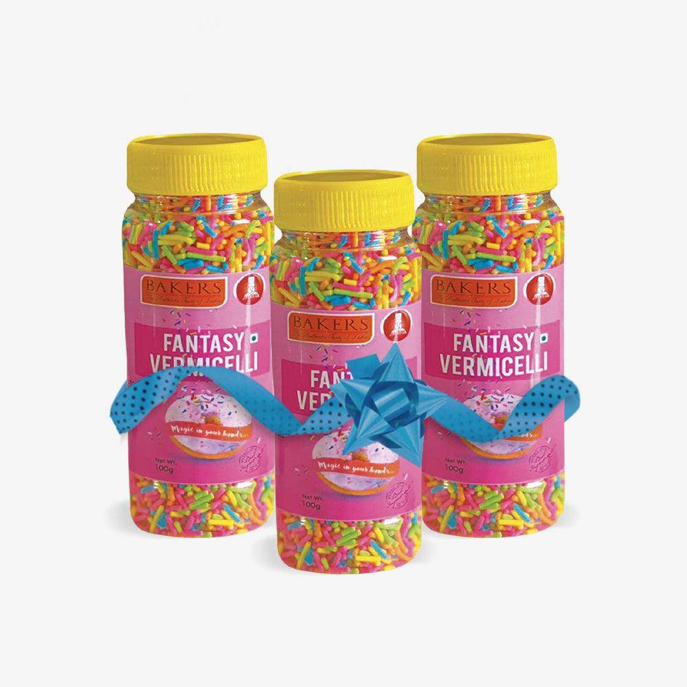 BAKERS Sprinklers Fantasy Vermicelli Pack of 3 (100 gm x 3) - Pluugin Store
