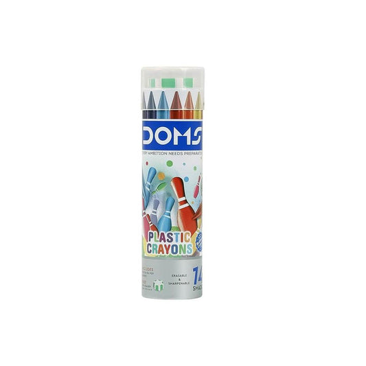 Doms 14 Shades Erasable Plastic Crayons Round Tin Box|Smooth&Even Shading|Bright&Playful Colors|Free Sharpner Inside|Non-Toxic&Safe for Childrens|Pack of 1|Multicolor - Pluugin Store