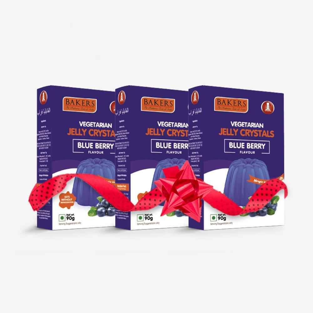 BAKERS Jelly Crystals Blueberry Flavour Pack of 3 (90 gm x 3) - Pluugin Store