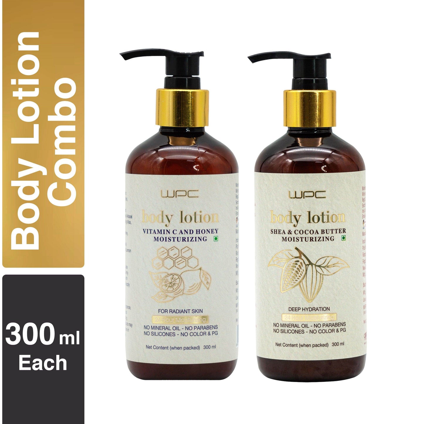 WPC Vitamin C & Honey | Shea & Coco Butter Moisturizing Body Lotion Combo for Men & Women 300 ml Each - Pluugin Store