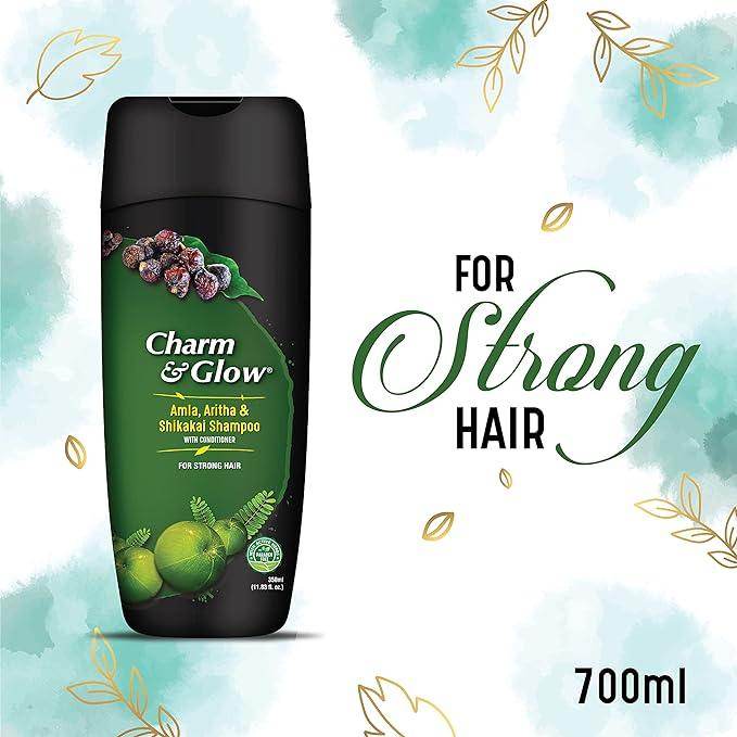 Charm & Glow Amla, Aritha & Shikakai Shampoo with Conditioner Pack of 3 (350 ml x 3) - Pluugin Store