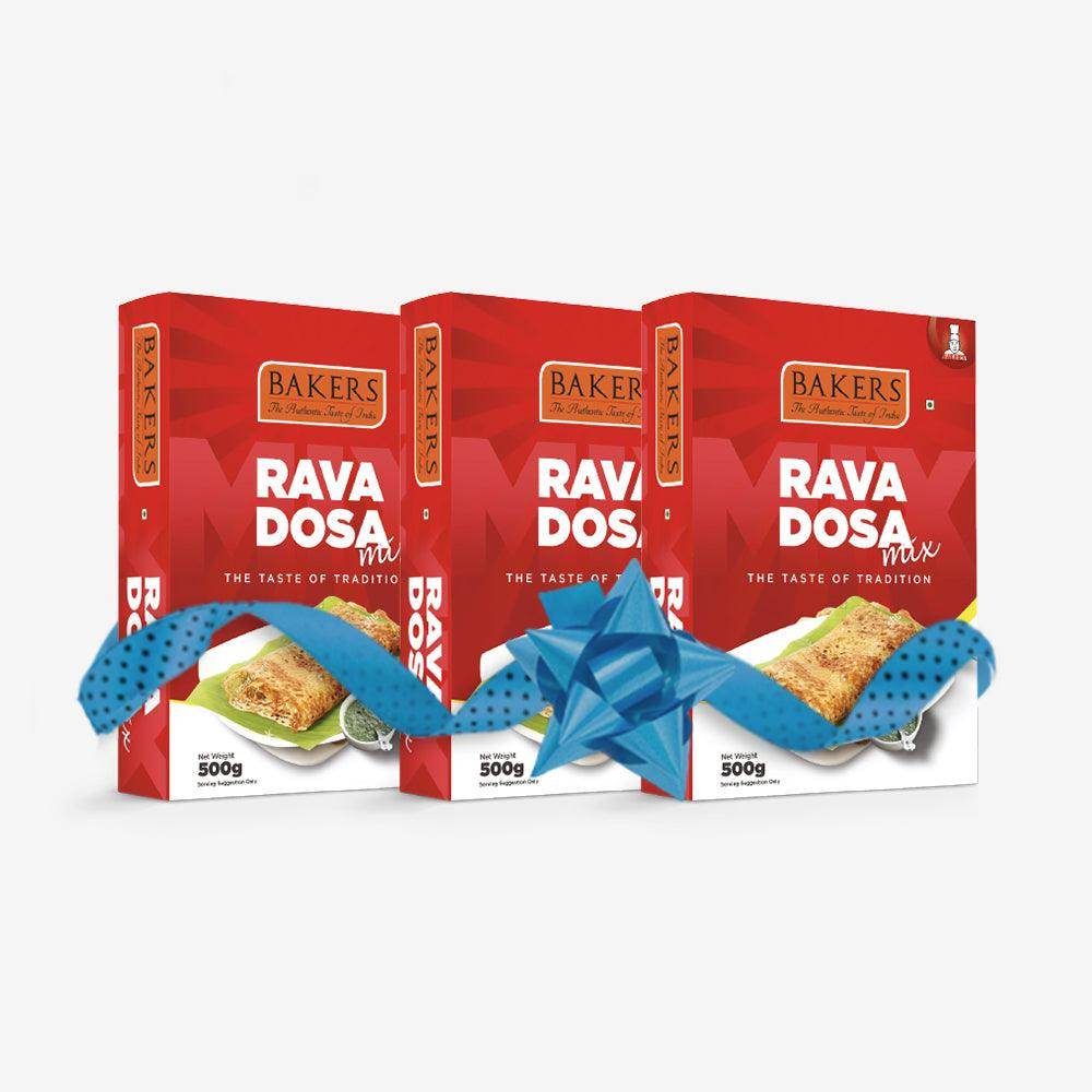 BAKERS Rava Dosa Mix Pack of 3 (500 gm x 3) - Pluugin Store