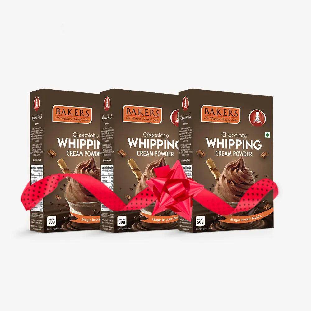 BAKERS Whipping Cream Chocolate Flavour 100% Veg for Cakes, Muffins, Cupcakes Pack of 3 (50 gm x 3) - Pluugin Store