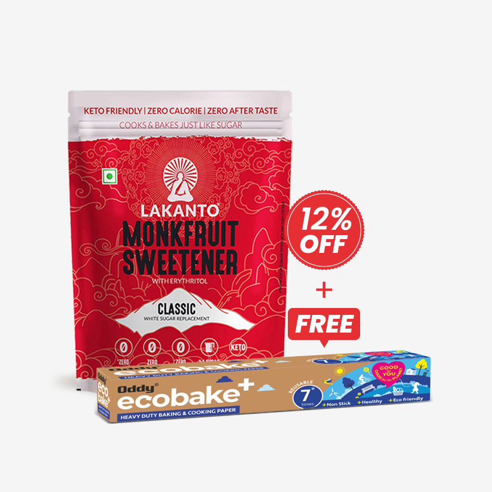 Lakanto Classic Monk Fruit Sweetener 454 gm + Oddy Ecobake+ Heavy Duty Coated Cooking Paper 10" (5 M) 1X35 PC - Pluugin Store