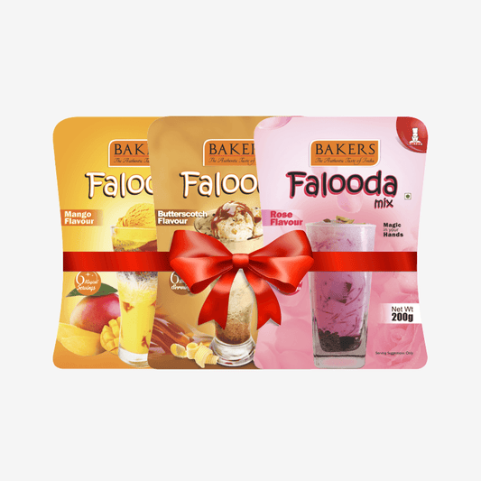 BAKERS Falooda Mix Powder ROSE, MANGO, B/S Flavour Pack of 3 (200 gm ) - Pluugin Store