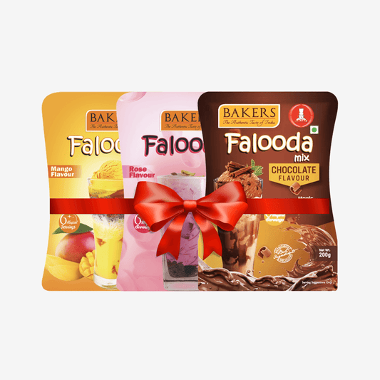 BAKERS Falooda Mix Powder ROSE, MANGO, CHOCO Flavour Pack of 3 (200 gm ) - Pluugin Store